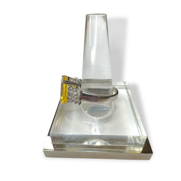 Sterling Silver Ring With Citrine & White Spinel Size 10.5 - Picture 2 of 8